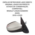  Espelho Retrovisor Direito Renault Logan Sandero Original 