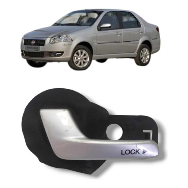 Maçaneta Interna Dianteira Direita Fiat Siena 2008 2012 Prateado Dianteira
