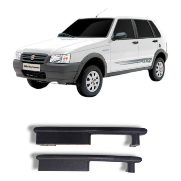 Par Puxador Interno Porta Direita Fiat Uno 2004 2011 Preto