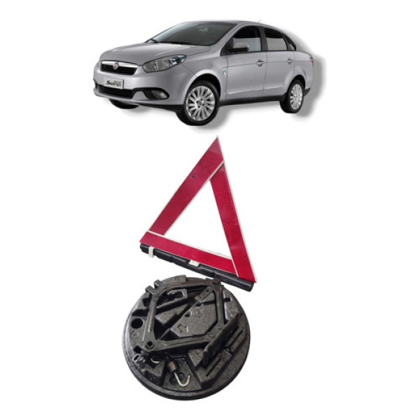 Kit Macaco Chave Roda Triângulo Fiat Grand Siena Original 