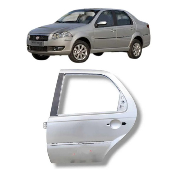 Porta Traseira Esquerda Palio Siena 2008 A 2016 C/ Friso Traseira Esquerda Prateado