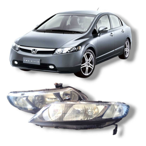 Par Faróis Dianteiros Do Honda Civic 2007 A 2011 Original