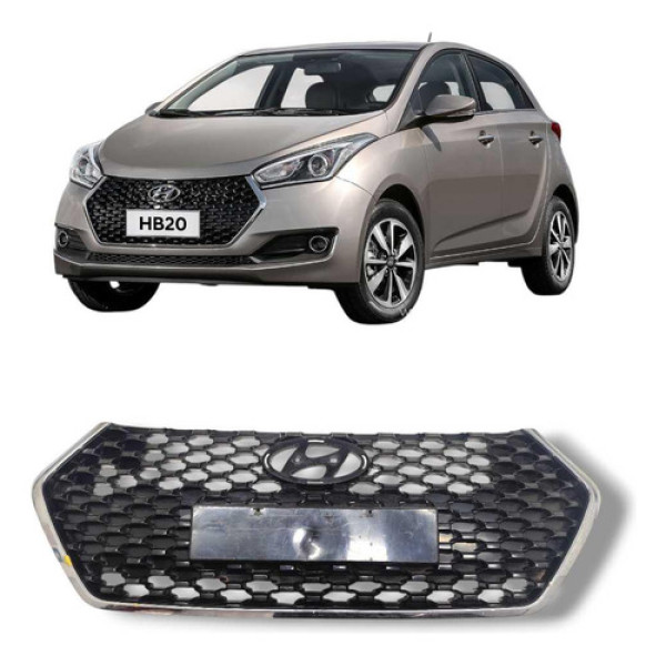 Grade Dianteira Hb20 2016 2017 A 2019 Preto Brilhante