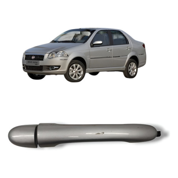 Maçaneta Externa Dianteira Direita Fiat Siena 2008 2012 Prateado Dianteira