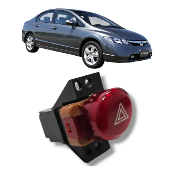 Botão Alerta Honda Civic 2007 2011 Preto
