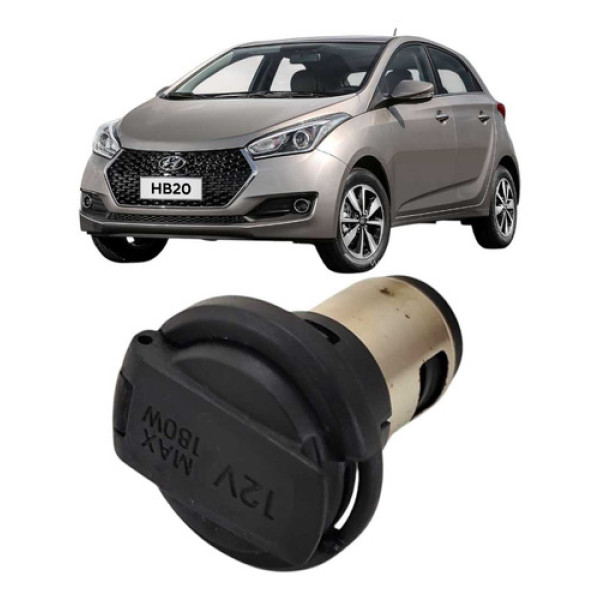 Tomada 12v Hyundai Hb20 Hb20s 2013 2019 Original Preto